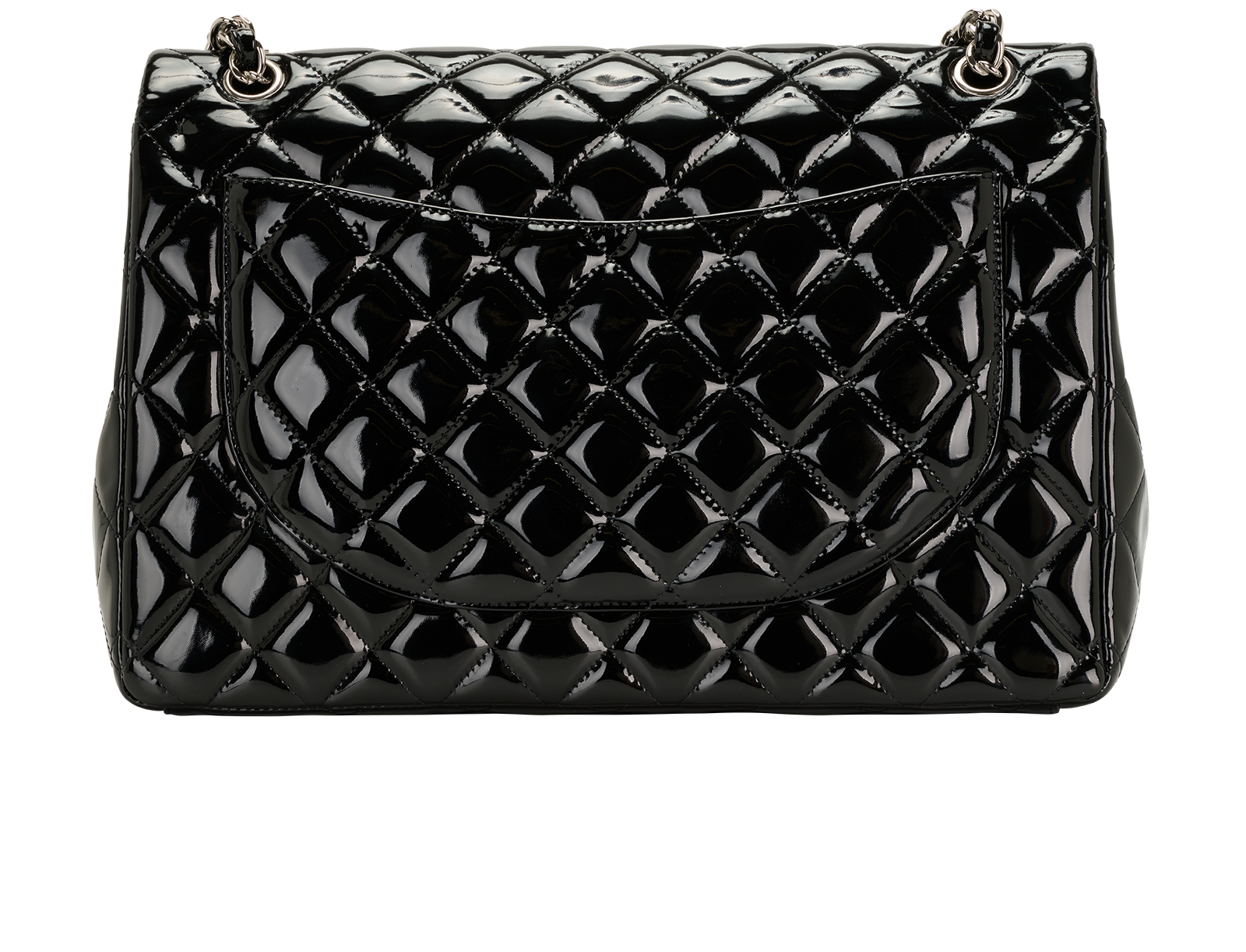 Maxi Classic Patent Double Flap, &pound;3,800, Handbags, Black, Patent Leather, Back view